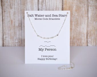 My person necklace, my person, dainty necklace, dainty silver necklace, morse code necklace, silver necklace, minimalist necklace