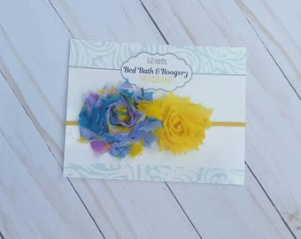 Yellow and purple Headband- baby headband, flower head band, baby hair accessories, baby shower gift, baby hairbands