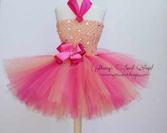 peach and coral tutu. Princess tutu dress. Ballerina tutu dress. First birthday tutu.