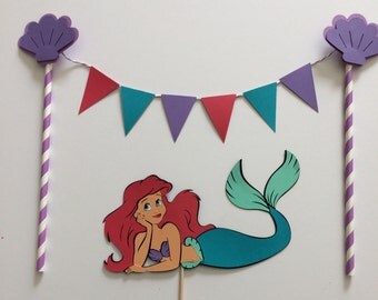 Little mermaid cake topper , bunting , girls birthday decor