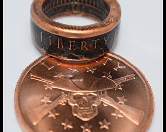 Copper Coin Ring - Liberty or Death - Patrick Henry - Mens Ring - Mens Gift