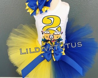 Handmade Minions tutu set / Minions tutu outfit / Minions birthday tutu/ Minions birthday shirt / Minion tutu set / minion birthday outfit