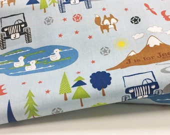 Blue Main Quilt Fabric - J is for Jeep - Riley Blake Designs