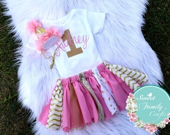 First Birthday Outfit Girl.Birthday Outfit.Pink and Gold First Birthday Outfit.Pink Gold One Bodysuit.1st Birthday.Pink Tutu.Shirt