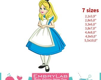 Applique Alice. Alice in Wonderland. Machine Embroidery Applique Design. Instant Digital Download (17321)
