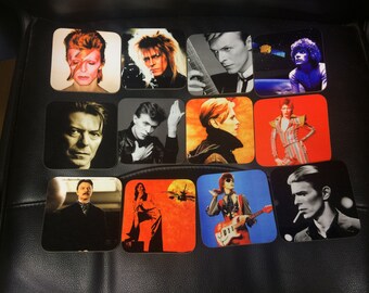 David Bowie Coasters - Singles or Sets (Music Legend) - Aladdin Sane, Ziggy Stardust, Labyrinth, Space Oddity, Heroes etc.