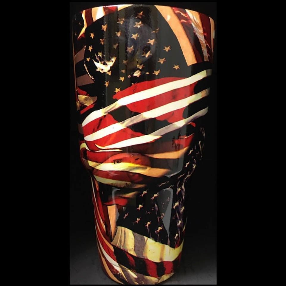 American Flag with Eagles hydrodipped hydrographics