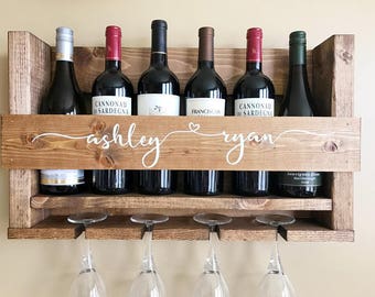 Wine Rack | Unique Wine Rack | 5th Anniversary Gift | Handmade Wine Rack | Wedding Gift Wine Rack | Wall Wine Rack | Wine Glass Rack | Gift