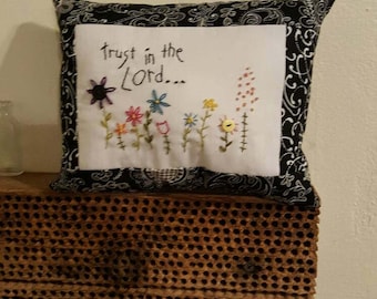 Decorative pillow, accent pillow, sympathy , inspirational, hand-stitched,shelf pillow