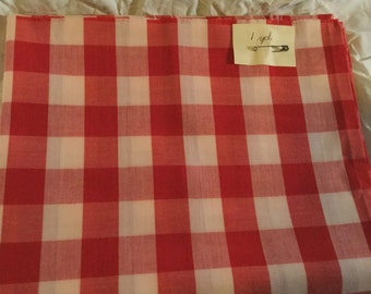 1 Yard Red and White checked material