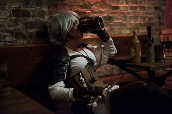 Custom made leather underbust corset steampunk alchemist witch Ciri Witcher by RedheadWitchPl steampunk buy now online
