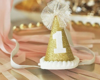 Glitter 1st Birthday Party Hat-1st birthday hat, photo prop, 1st birthday cake topper