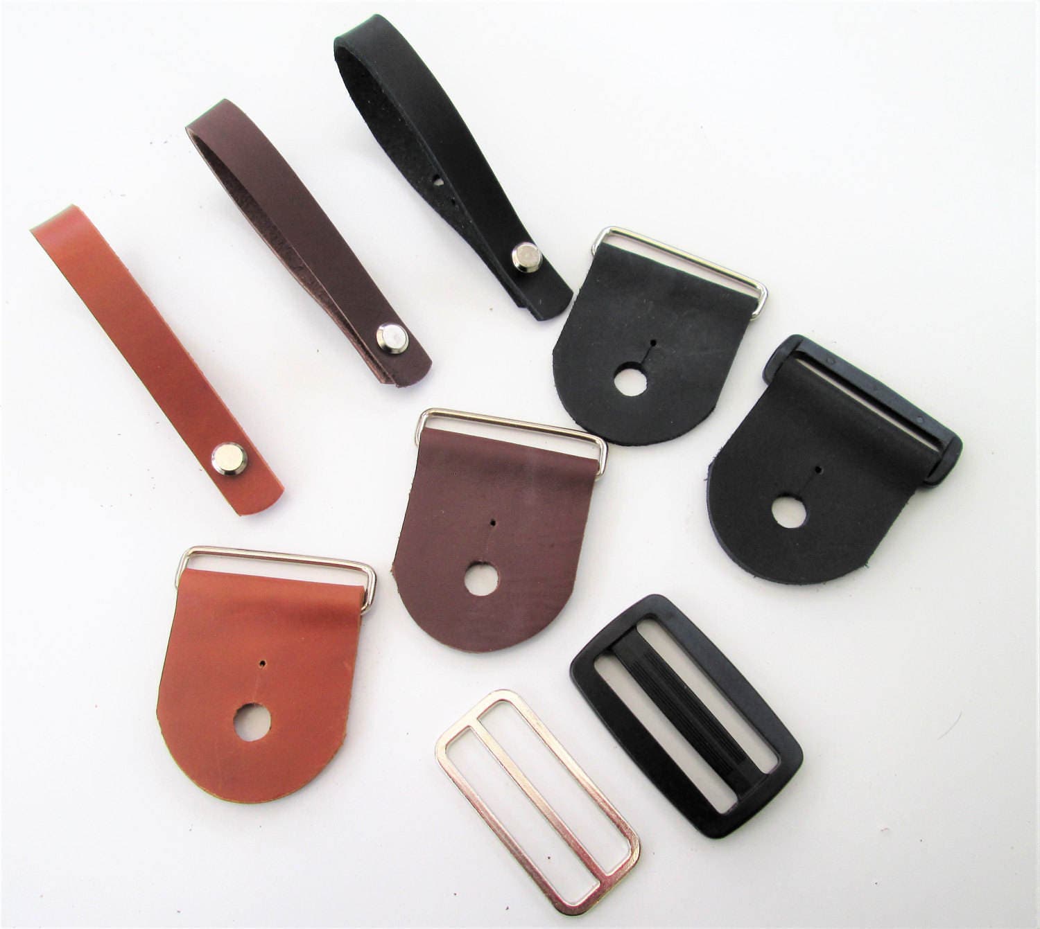Guitar Strap Kit Combo Leather Ends and Leather Headstock