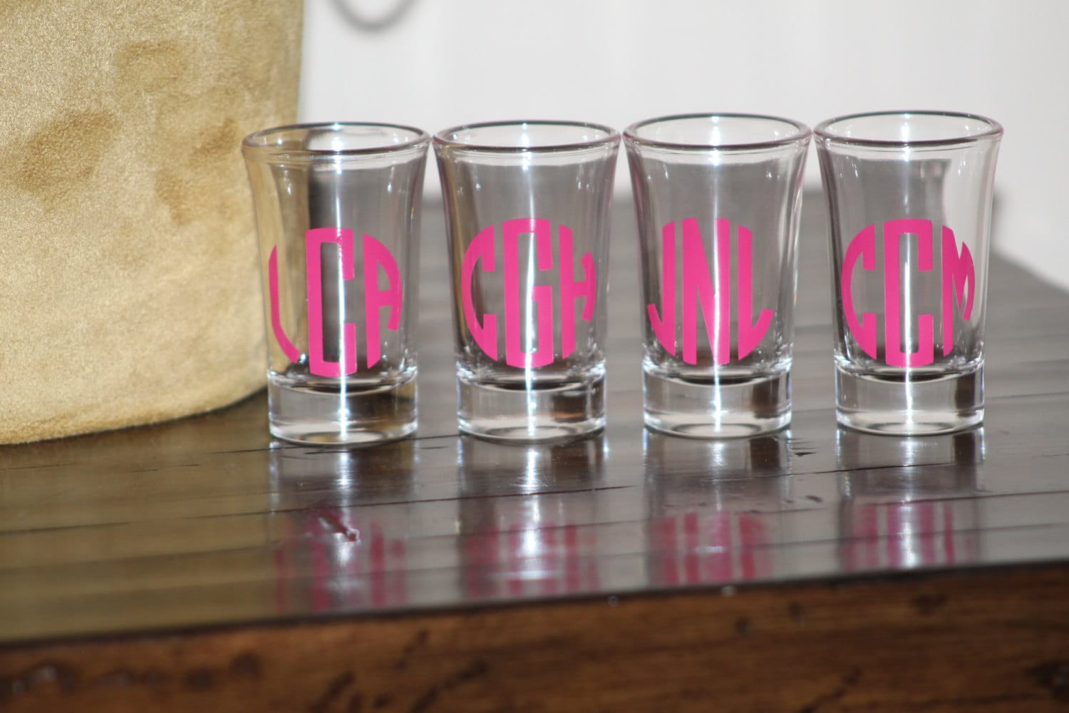 Monogram Shot Glass Circle Monogram Shot Glass by TheTeacherBelle