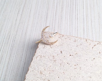 Moon Ring,Cresent Moon Ring,Gold Moon Ring,Gold Moon Cubic Ring,Cubic Moon Ring,Cubic Gold Moon Ring,Cresent Gold Moon Ring