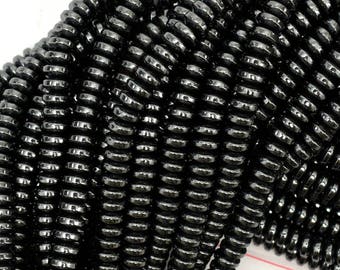 6mm hematite heishi rondelle beads 16" strand 38991