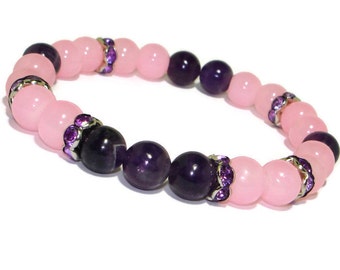Gemstone amethyst bracelet for healing crystals and stones jewelry February birthstone bracelet Amethyst jewelry jewellery birthdtones