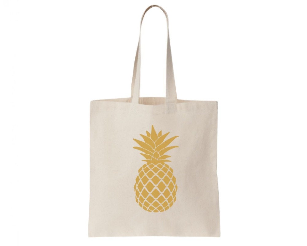 Pineapple Tote Bags / Gold Pineapple Grocery Tote Bag
