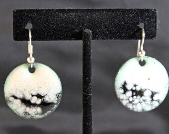 White Enameled Copper Earrings (022017-026)