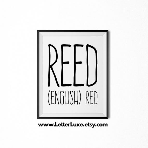 Reed Name Meaning Art Printable Baby Shower Gift Nursery
