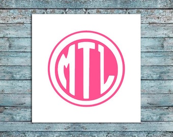Monogram Vinyl Decal - yeti decal, glitter vinyl decal, glitter yeti monogram, laptop decal, car decal, monogram, preppy monogram, decal