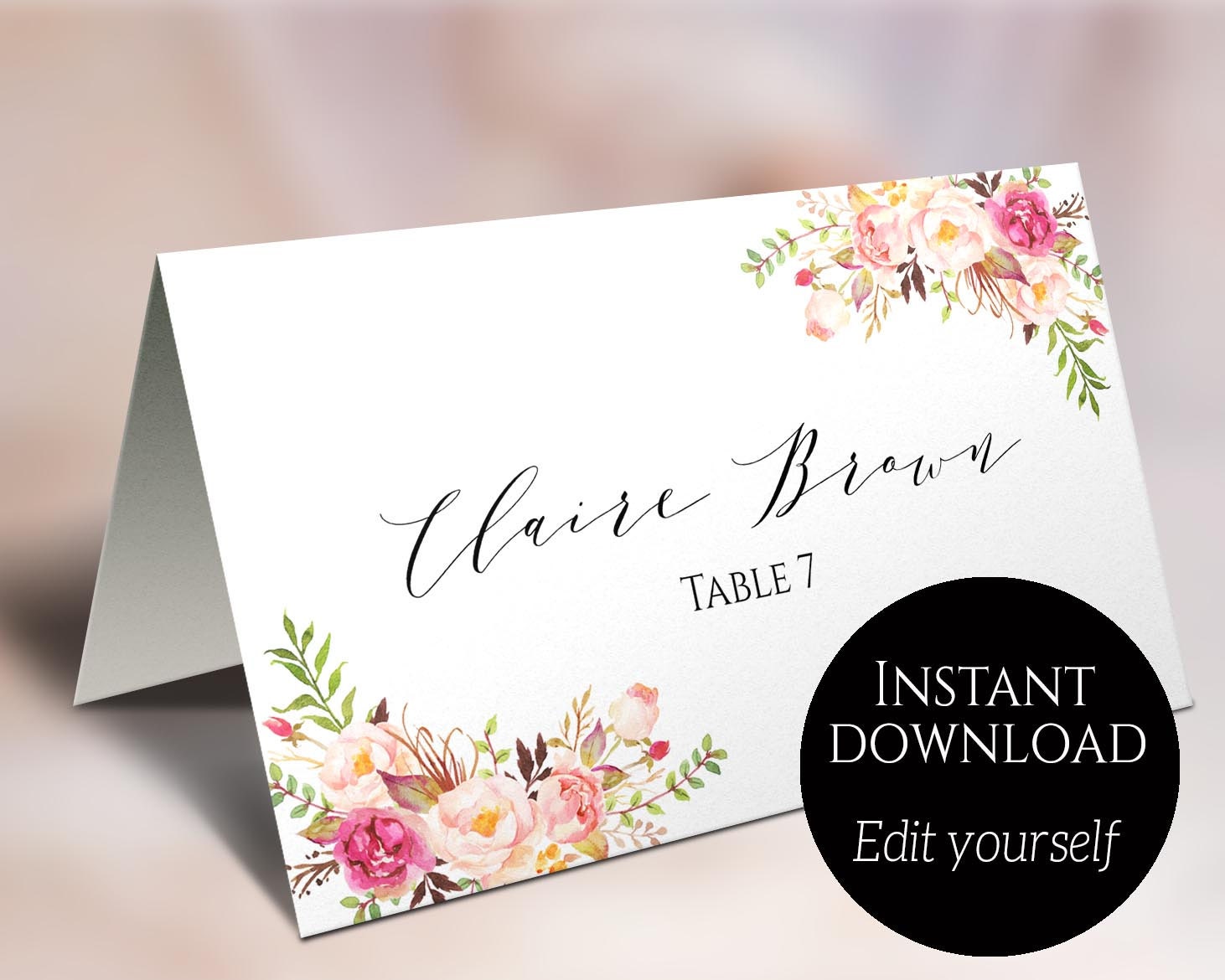 Place Card Template Wedding Place Cards Editable Place