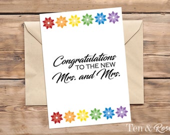 Lesbian Wedding Card - Printable Card - Gay Wedding - Mrs and Mrs - Congratulations
