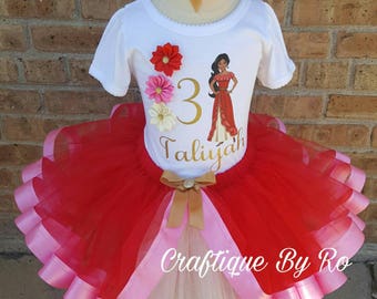 Elena of Avalor Tutu Set - Elena Inspired Tutu Set - Ribbon Tutu - Elena Birthday Outfit - Elena Birthday Tutu