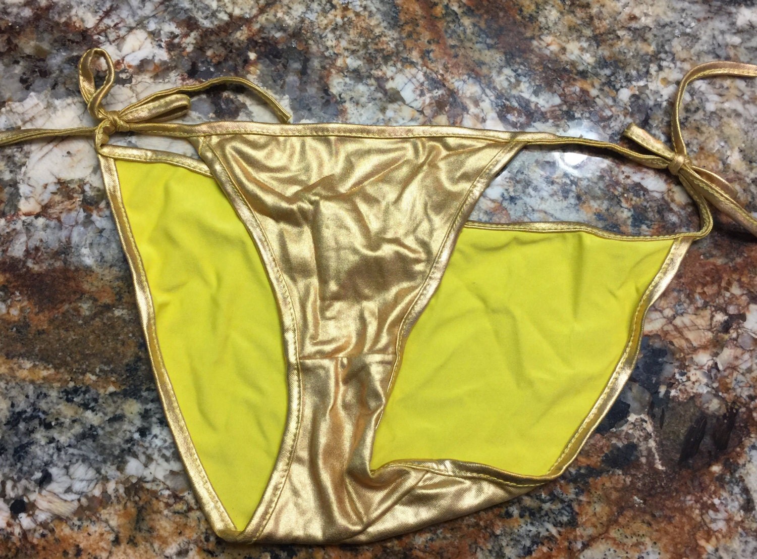 Gold Shiny String Bikini Size Samll