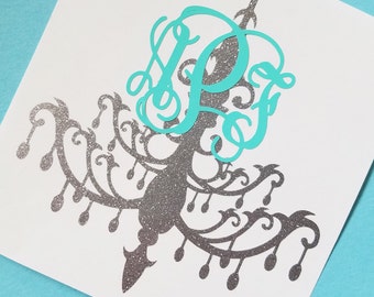 Chandelier Monogram Decal | Glitter Monogram Decal | Monogram Decal | Custom Monogram Decal | Planner Decal | Car Monogram | Yeti Decal