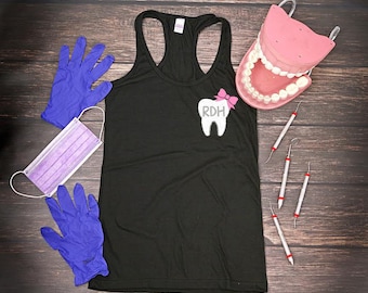 RDH Glitter Tooth Tank | Dental Hygienist Tank | Racerback Tank | RDH Graduation Gift | Dental Shirt | Dental Assistant | Dental Shirt