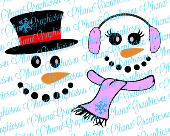 Download Super Cute Snowman Boy / Girl Faces for Winter Shirts SVG