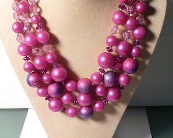 Deauville 3 Strand Beaded Necklace and Earrings