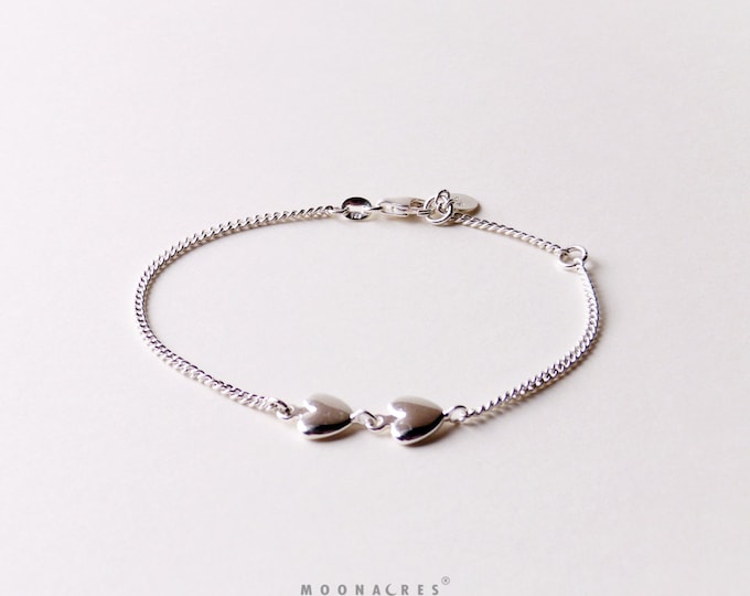 Sisters | Long Distance Going Away Miss You Birthday Gift For Sister | Poem Quote | 2 pc Sterling Silver Connected By Heart Bracelet Set