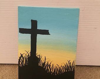 8x10 print of girl kneeling at the cross with horse at sunset