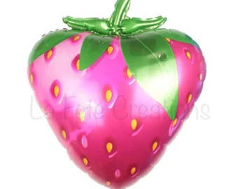 Strawberry Balloon 24” Mylar Balloon Strawberry Shortcake Party Summer Fun / Helium Quality Balloon