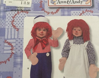 Raggedy Anne and Andy Simplicity no. 2784 Costumes for Toddlers Size 1/2, 1 & 2 Sewing Pattern - Uncut