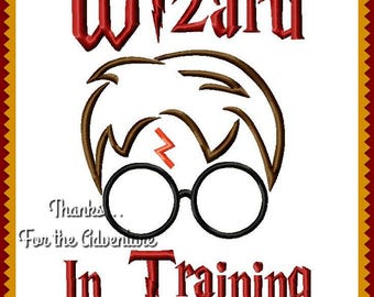 Wizard in Training Harry Potter Face Lightning Bolt Glasses Sketch Digital Embroidery Machine Sketch Design File 5x7 6x10 8x12