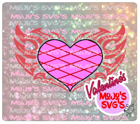 Download Lattice Heart and Flames Layered SVG File Valentines Day Heart