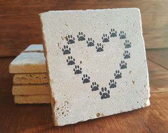 Pets Gifts, Pet Gift Ideas, Coasters, Paw print Gifts, Pet Lover Gifts, Gift for Pet Lovers, Dog Gifts, Stone Coasters, Paw print Gift Ideas