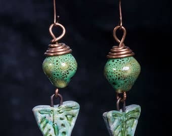 Spring buds - Ceramic beads and polymer clay beads