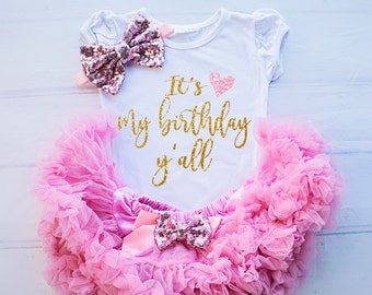 Girl Birthday Outfit, First Birthday Shirt Baby Girl Clothing, It's My Birthday Top, 1st Birthday Outfit, Baby Girl Birthday Clothing