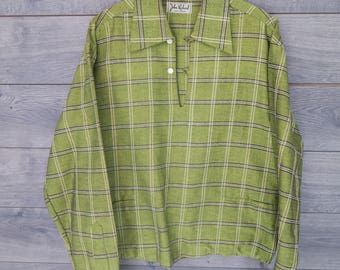 0244 John Richard CALIFORNIA - Vintage Vibrant Green 50's Long Sleeve