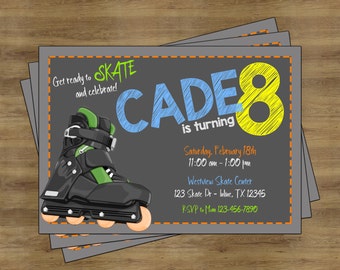 Roller Skating Party Invitation; Roller Skating Invitation; Roller Skating Birthday Invitations for Boys; Roller Skate Birthday Invitation
