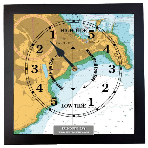 Falmouth Framed Nautical Chart Tide Clock Cornwall Gift For