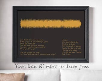 Custom Sound Wave Print for Any song you want, Black Background Personalized Soundwave Poster Engagement Wedding Gift First Song Gift Idea