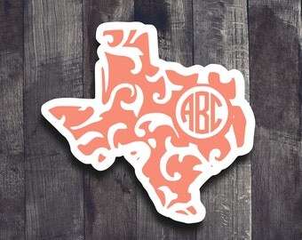 Monogram Texas Decal| Monogram State Decal| Paisley Print Texas| Texas Decal| Texas Yeti Decal| Texas Car Window Decal