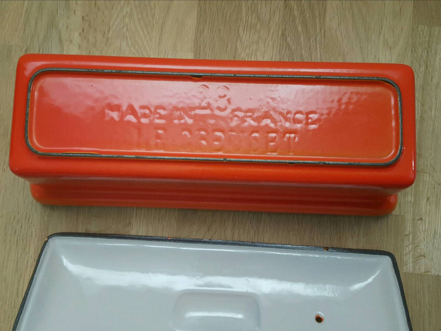 Le Creuset Enamel Loaf Pan Cast Iron Vintage Orange Lidded