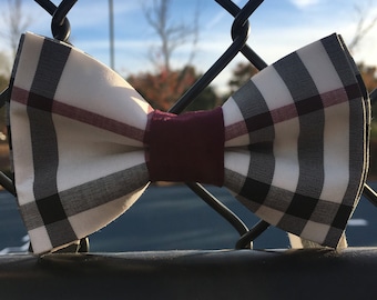 Black and burgundy bow tie, burgundy bow tie, white and blavk bow tie