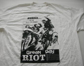 Green Day Riot vintage white european tour shirt 1995 murder at 120 miles per hour deadstock new distributed by outer limits x-large